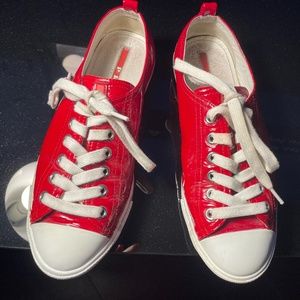 Prada Sport Red Patent Leather Sneakers Size 36.5